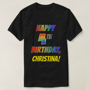T-shirt ANNIVERSAIRE de sembler d'arc-en-ciel JOYEUX 4ème
