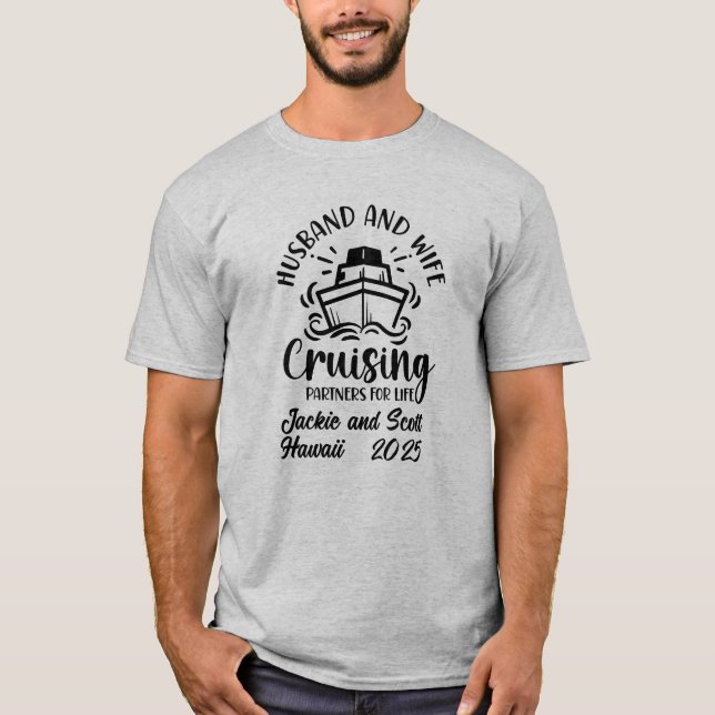 T-shirt ANNIVERSAIRE DE Vacances Cruise Grey Personnaliser (Devant)
