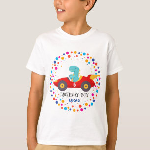 T-shirt Anniversaire Dinosaur race voiture garçon course r