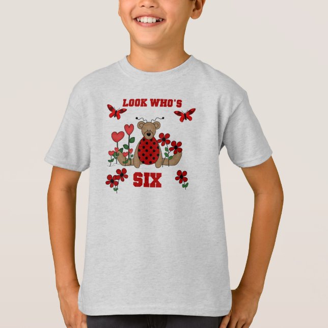 T-shirt Anniversaire d'ours de coccinelle 6ème (Devant)