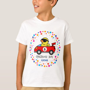 T-shirt Anniversaire DUCK race car garçon course rouge nom