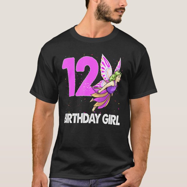T-shirt Anniversaire Fille 12 Filles Fée Amour Tee - shirt (Devant)