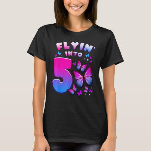 T-shirt Anniversaire Fille 5 ans, Papillon, Numéro 5