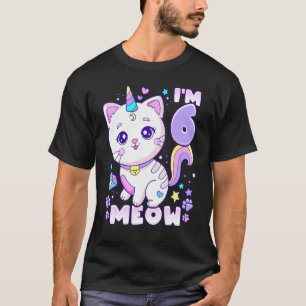 T-shirt Anniversaire fille 6 ans chat unicorne 6e annivers