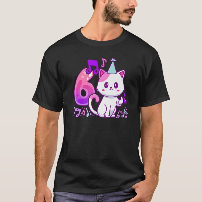 T-shirt Anniversaire fille 6 ans, K-pop doigt coeur, kit (Devant)