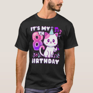 T-shirt Anniversaire fille 8 ans, chaton K-pop avec finge
