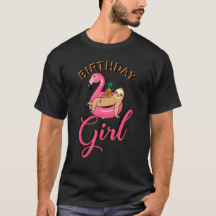 T-shirt Anniversaire Fille Flamant rose fêté de piscine d'