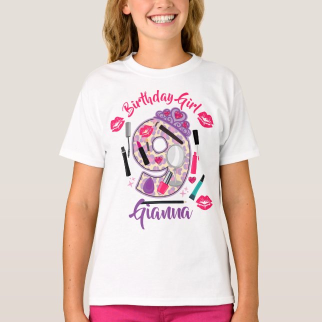 T-shirt Anniversaire Fille Neuf 9 | Spa | (Devant)