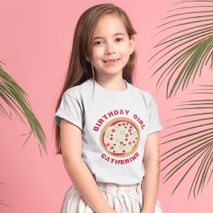 T-shirt Anniversaire Fille Pizza Nom de la fête