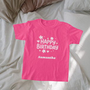 T-shirt Anniversaire fille rose blanc