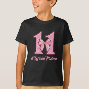 T-shirt Anniversaire Fille rose Coquette Bow 11 ans Aesthe