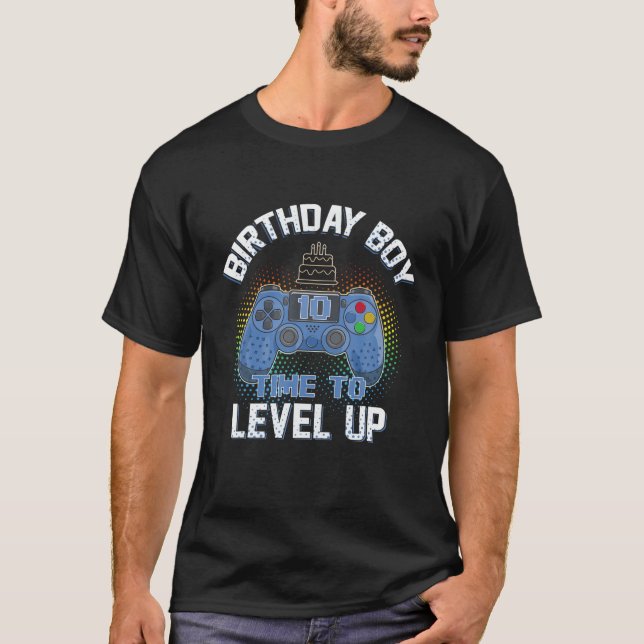 T-shirt Anniversaire Garçon 10 Fois Jusqu'Au Niveau 10E An (Devant)
