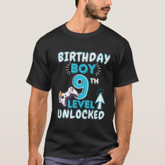 T-shirt Anniversaire Garçon 9E Niveau Déverrouillé - Jeu V