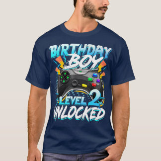 T-shirt Anniversaire Garçon Niveau 2 Déverrouillé Jeu vidé