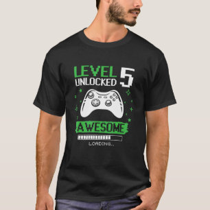 T-shirt Anniversaire Garçon Niveau 5 Jeu vidéo déverrouill