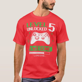 T-shirt Anniversaire Garçon Niveau 5 Jeu vidéo déverrouill