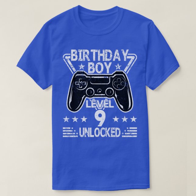 T-shirt Anniversaire Garçon Niveau 9 Déverrouillé 9e Anniv (Design devant)