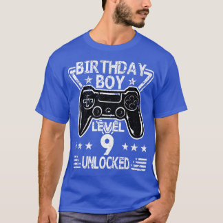 T-shirt Anniversaire Garçon Niveau 9 Déverrouillé 9e Anniv