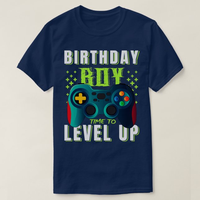T-shirt Anniversaire Garçon Temps De Niveau Up Funny Video (Design devant)