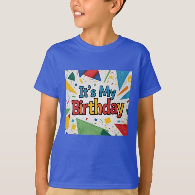 T-shirt Anniversaire Géométrique Confetti garçons (Devant)