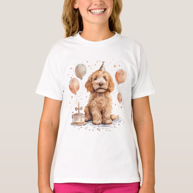 T-shirt Anniversaire Goldendoodle Chien Anniversaire Gâtea (Devant)