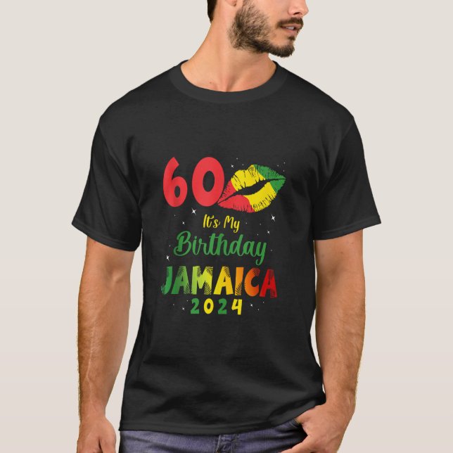 T-shirt Anniversaire Jamaïque Fille 60e Anniversaire 2024  (Devant)