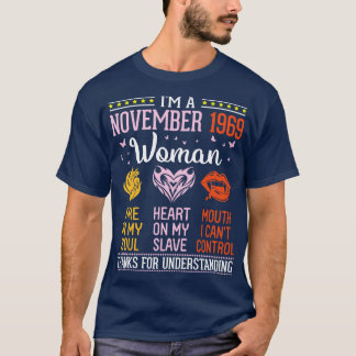 T-shirt Anniversaire Je Suis Novembre 1969 Femme 51 Ans Fe