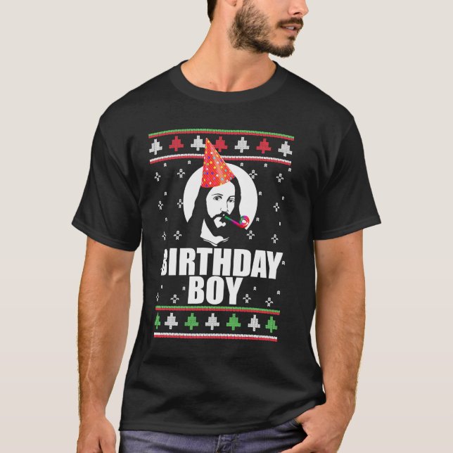 T-shirt ANNIVERSAIRE JÉSUS Drôle Vilain Sweater De Noël (Devant)