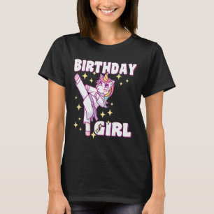 T-shirt Anniversaire Karate Unicorn Girl