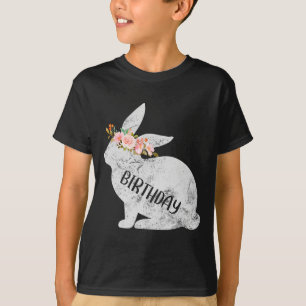 T-shirt Anniversaire Lapin Matching Famille Lapin Floral L