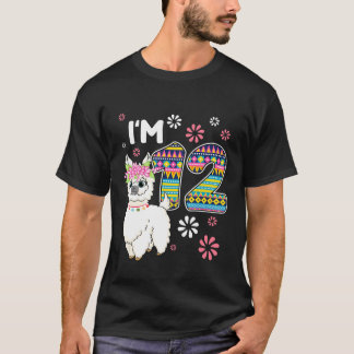 T-shirt anniversaire Llama Im 12 ans thème fille 12e ferme