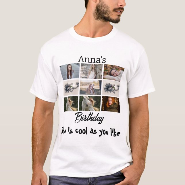 T-shirt Anniversaire moderne personnalisé 9 Photo Collage (Devant)
