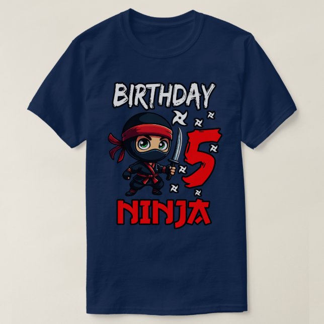 T-shirt Anniversaire Ninja 5 Enfants 5e anniversaire (Design devant)