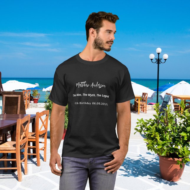 T-shirt Anniversaire noir blanc photo collage homme mythe  (Créateur téléchargé)