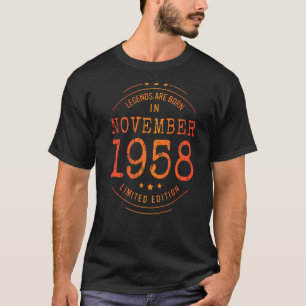 T-shirt Anniversaire novembre 1958 Année d'utilisation Lég