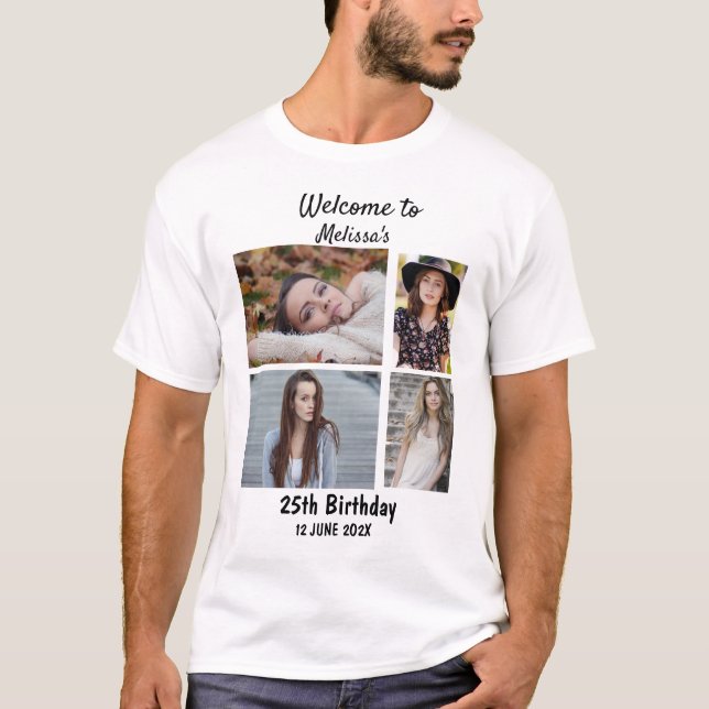 T-shirt Anniversaire Personnalisé 4 Photo Collage (Devant)
