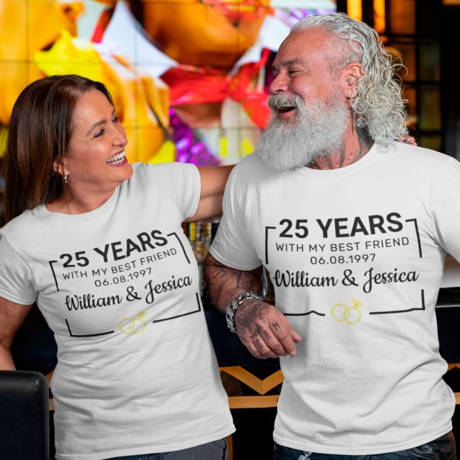 T-shirt Anniversaire Personnalisé Du Mariage Avec Deux Nom (Créateur téléchargé)