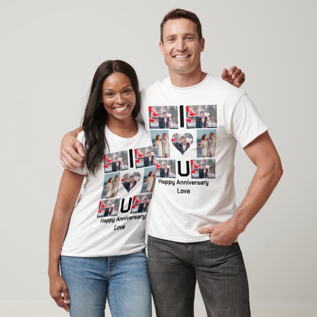 T-shirt Anniversaire personnalisé I Love you 7 Collage pho (Unisexe)