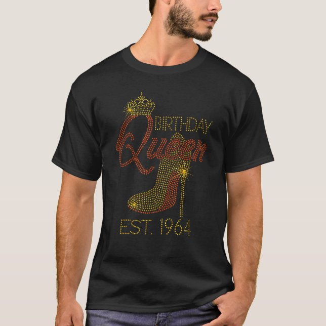 T-shirt Anniversaire Reine Est 1964 Chaussures Reine Couro (Devant)