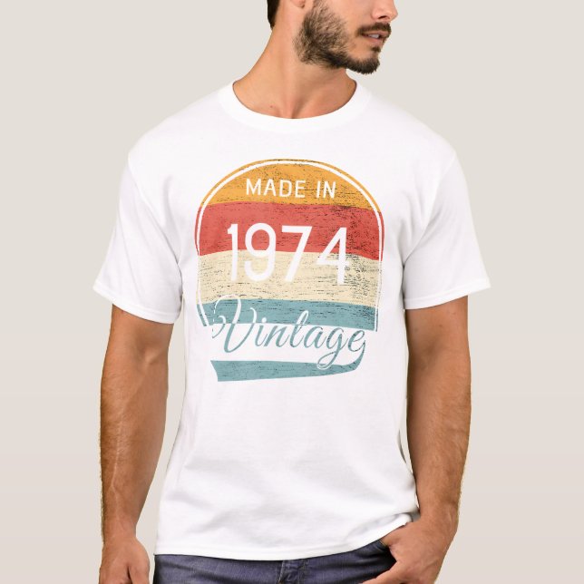 T-shirt Anniversaire Vintage 1974 (Devant)