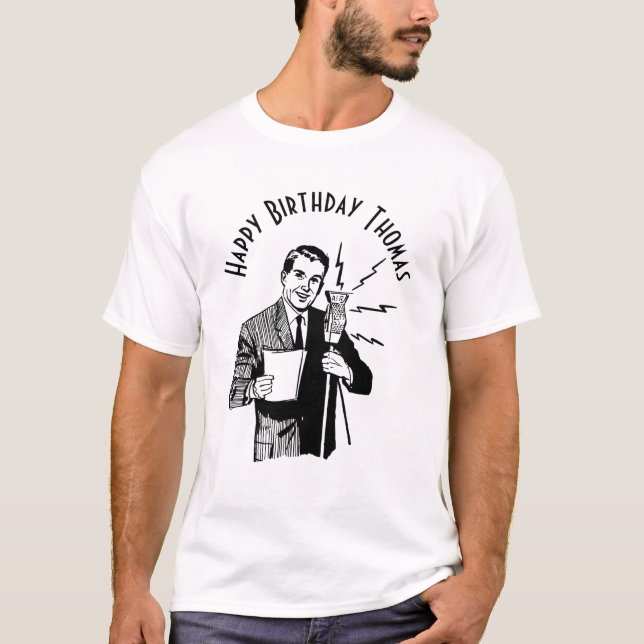 T-shirt Annonce radio vintage d'anniversaire (Devant)