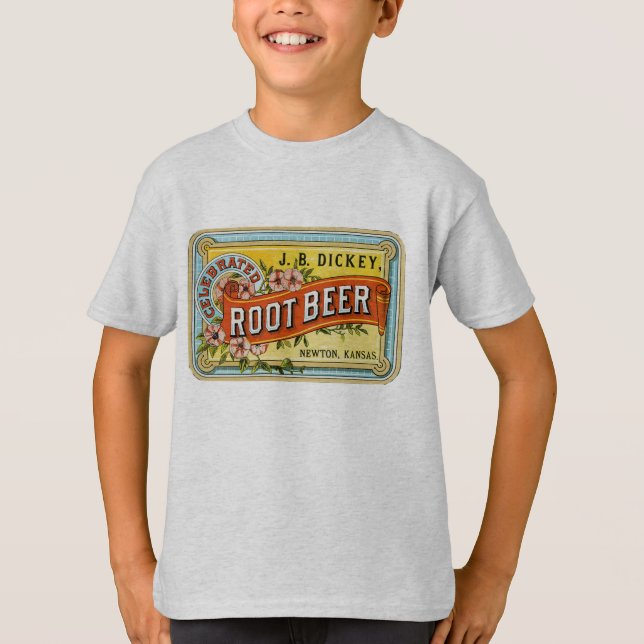 T-shirt Annonce vintage de bière de racine du faux (Devant)