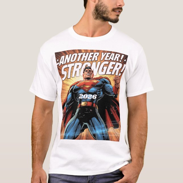 T-shirt Another Year Stronger! Superhero New Year Design w (Devant)