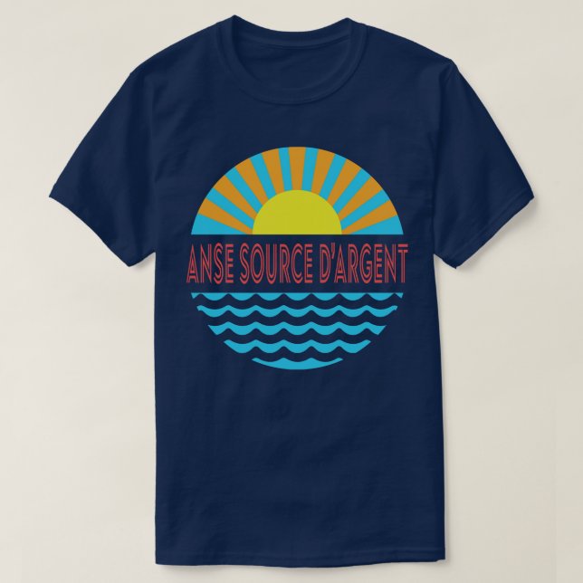 T-shirt Anse Source Plage D'Argent Soleil Et Vagues (Design devant)