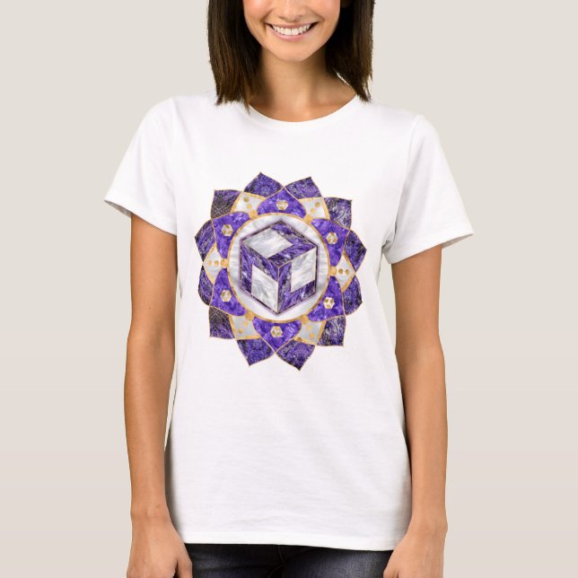 T-shirt Antahkarana à Lotus Mandala- Amethyst et Pearl (Devant)