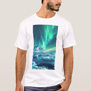 T-shirt Antarctique Aurora Borealis Real Panoramic Horizon