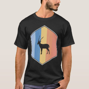 T-shirt Antelope Aux Couleurs Rétro Dans Un Hexagon