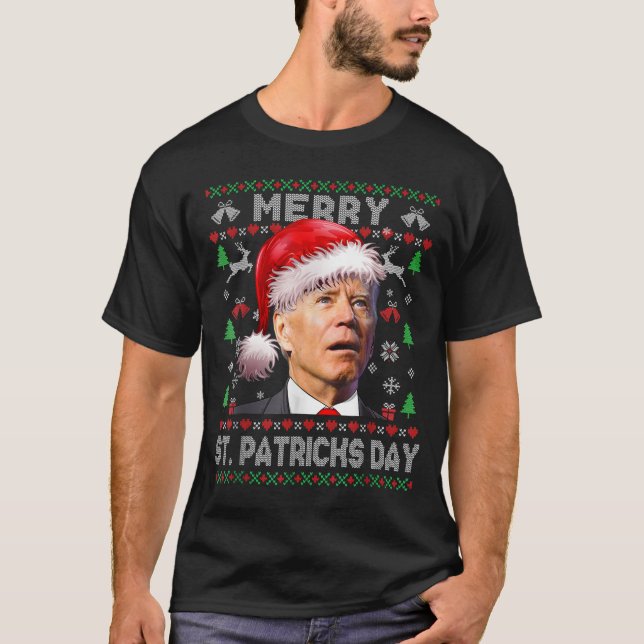T-shirt Anti Biden Joyeux St. Patricks Day Vilain Noël S (Devant)