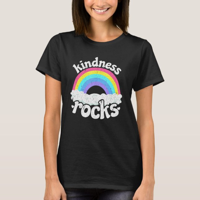 T-shirt Anti Bullying Hippie Retro Teacher Rainbow Kindnes (Devant)