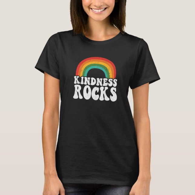 T-shirt Anti Bullying Hippie Retro Teacher Rainbow Kindnes (Devant)